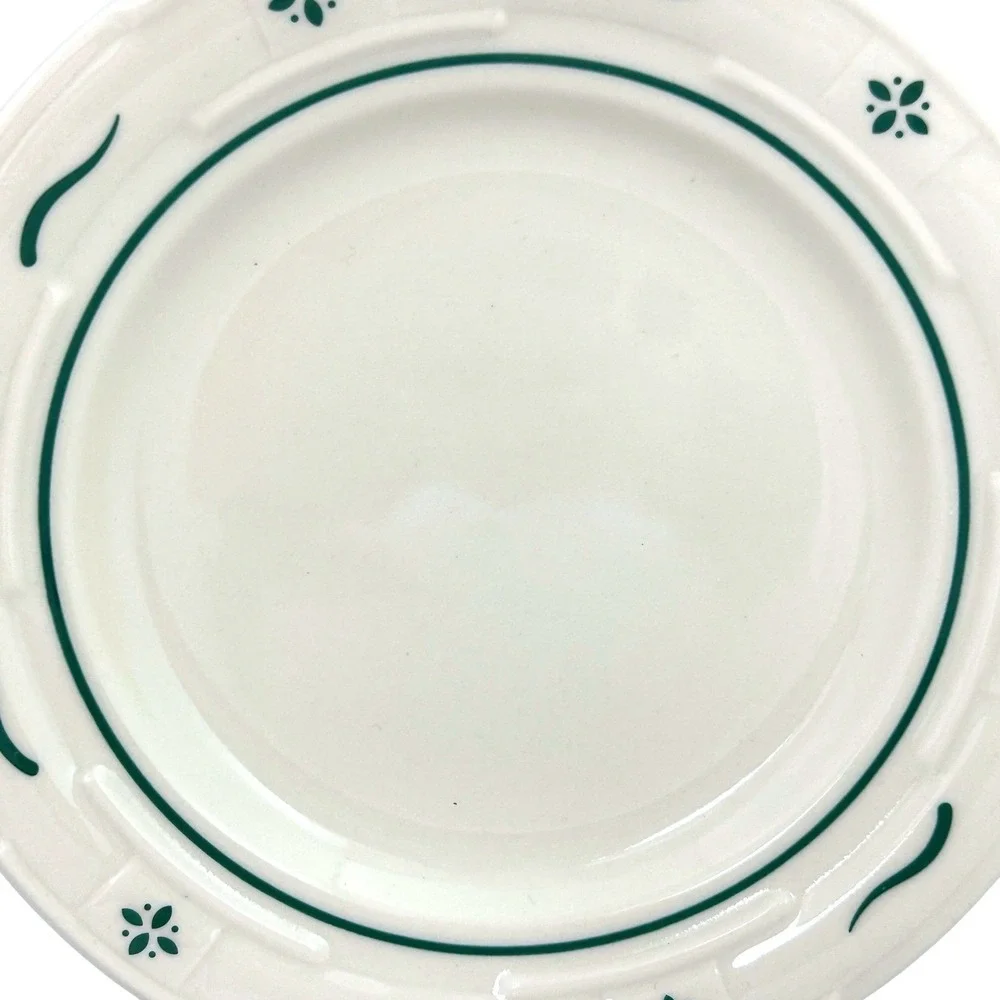 Longaberger Pottery Bread Plate Woven Traditions Green 7.25
